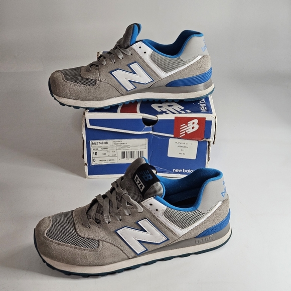 New Balance 574 Running Sneaker Gray w/Box Men Size 10 - Picture 3 of 5